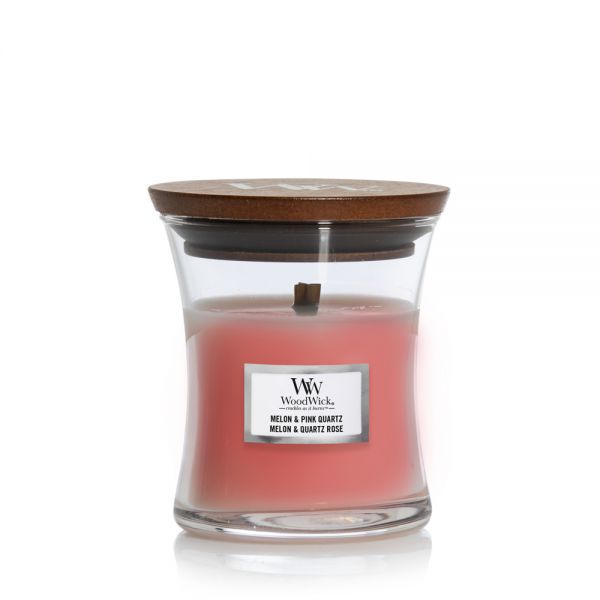 WoodWick mini jar Melon & Pink Quartz žvakė
