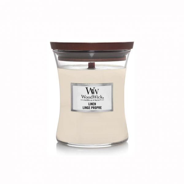WoodWick medium jar Linen žvakė